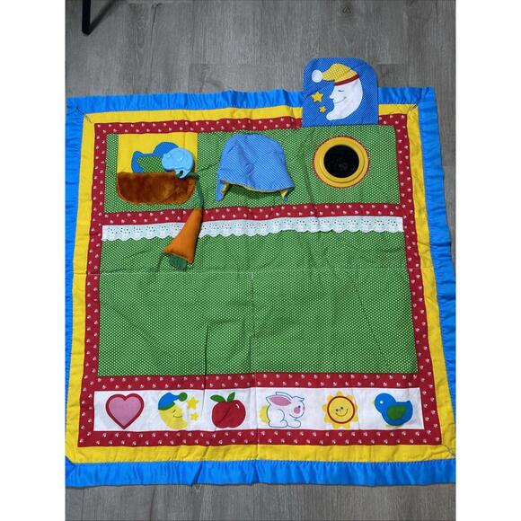 Playskool Other - Vintage 1985 Playskool Baby Fold N Go Play Mat Activity Quilt Blanket Tummy Time